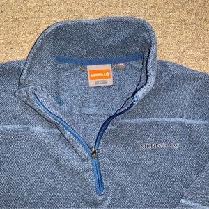 Merrell mens Small Blue 1/4 Zip Fleece Pullover
